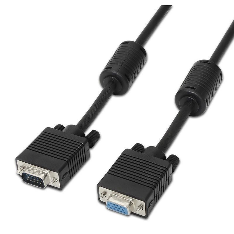 Cabo de Extensão SVGA Aisens A113-0078 / VGA Macho - VGA Fêmea / Até 3W / 10mbps / 1,8m / Preto