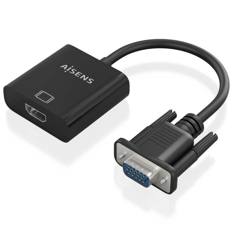 Cabo Conversor Aisens A115-0873 / VGA Macho / HDMI Fêmea - Jack 3.5 Fêmea - Microusb / 20cm / Preto