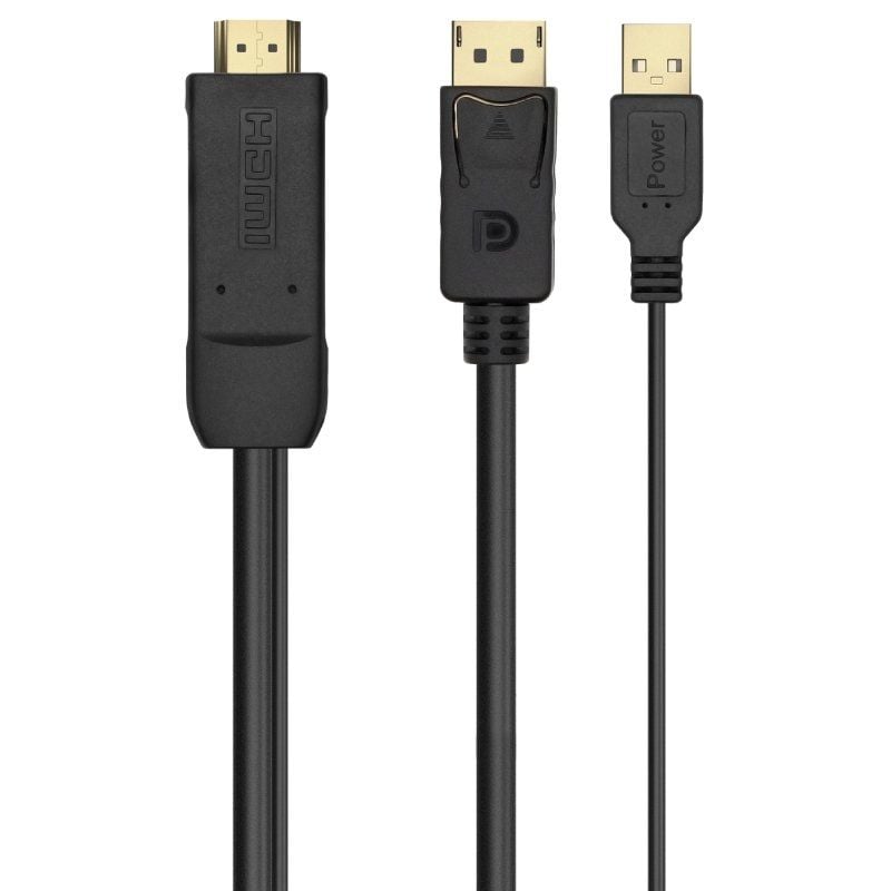 Cabo Conversor Aisens A122-0641 / HDMI Macho - Displayport Macho + USB Macho / Até 10W / 2250mbps /…