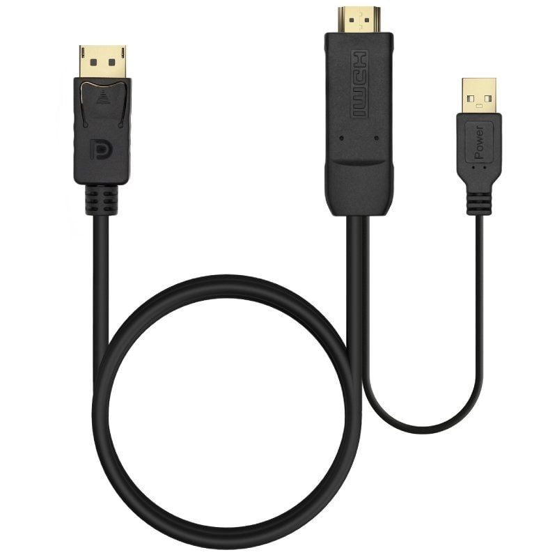 Cabo Conversor Aisens A122-0641 / HDMI Macho - Displayport Macho + USB Macho / Até 10W / 2250mbps /…