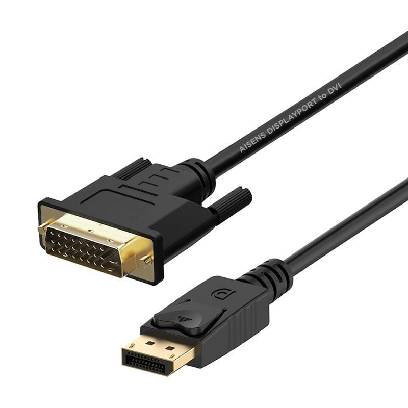 Cabo Conversor Aisens A125-0366 / Displayport Macho - DVI Macho / Até 5W / 2300mbps / 2m / Preto