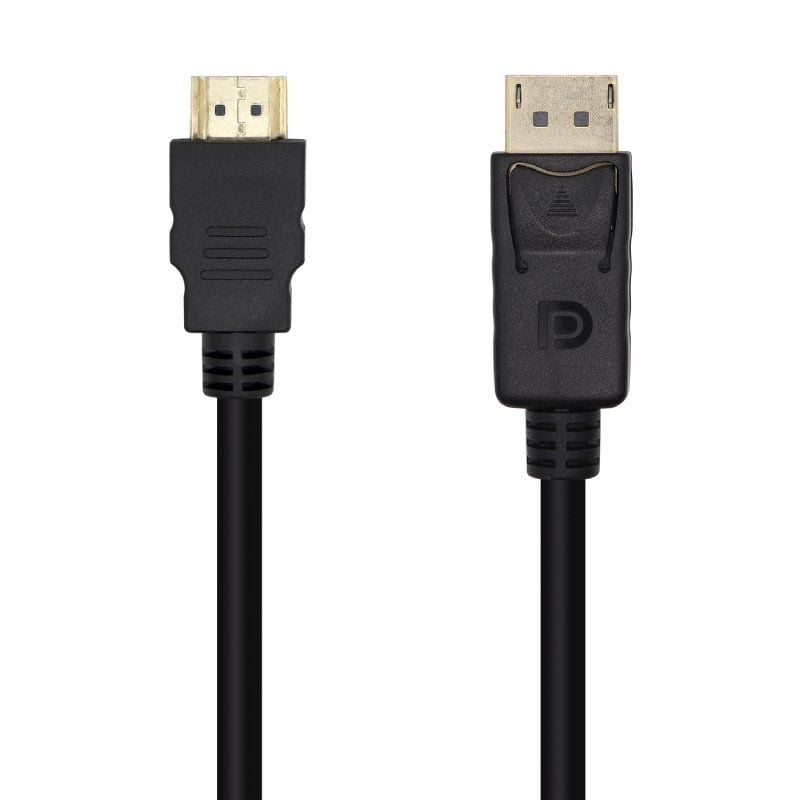 Cabo Conversor Aisens A125-0459 / Macho Displayport - Macho HDMI / Até 5W / 2300mbps / 1m / Preto