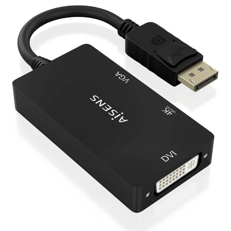 Cabo Conversor Aisens A125-0861 / Macho Displayport / Fêmea VGA - Fêmea DVI - Fêmea HDMI 4K / 15cm…