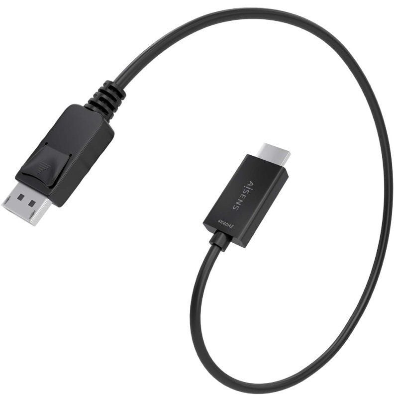 Cabo Conversor Aisens A125-0891 / Macho Displayport - Macho HDMI 4K / 60cm / Preto