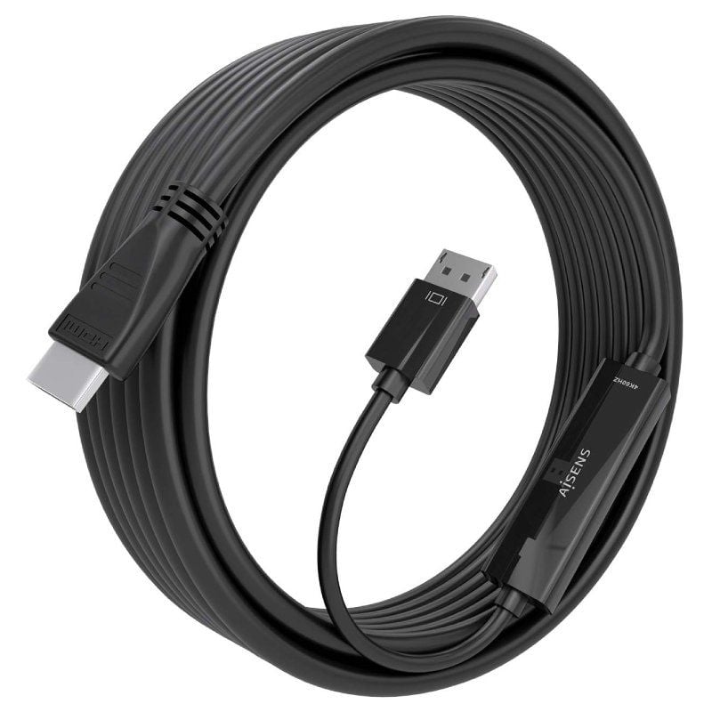 Cabo Conversor Aisens A125-0896 / Macho Displayport - Macho HDMI 4K / 5m / Preto