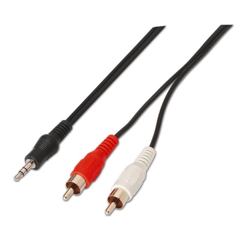 Cabo Estéreo A128-0147 da Aisens / Jack 3,5 Macho - 2x RCA Macho / Até 0,1w / 1,5m / Preto