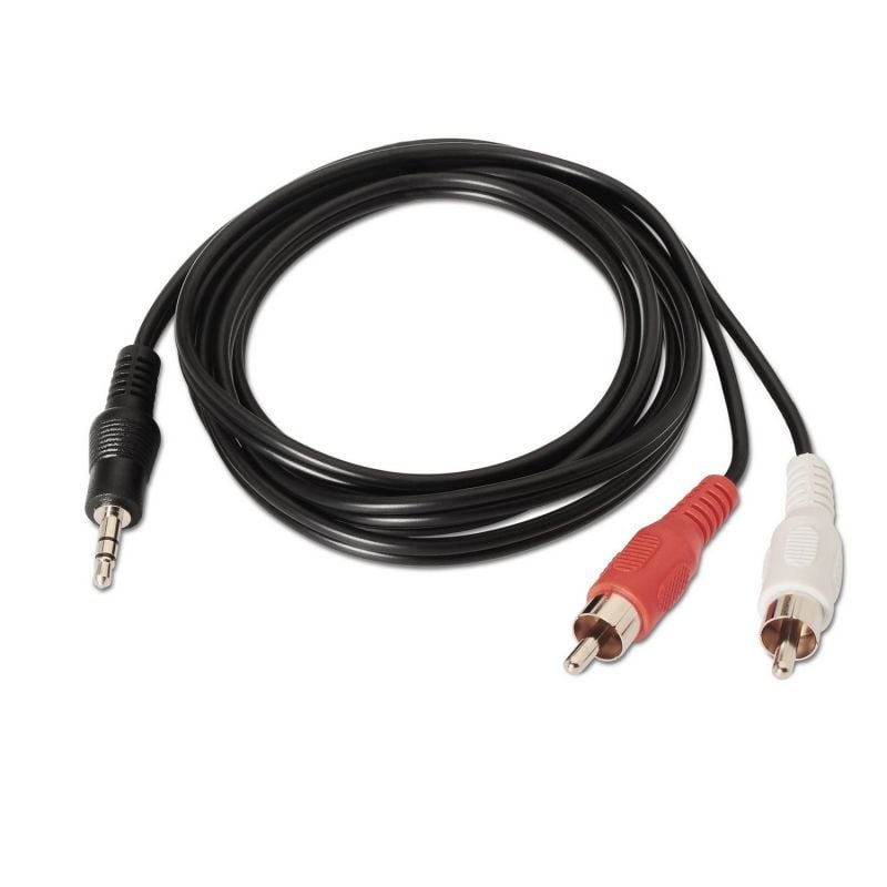 Cabo Estéreo A128-0147 da Aisens / Jack 3,5 Macho - 2x RCA Macho / Até 0,1w / 1,5m / Preto