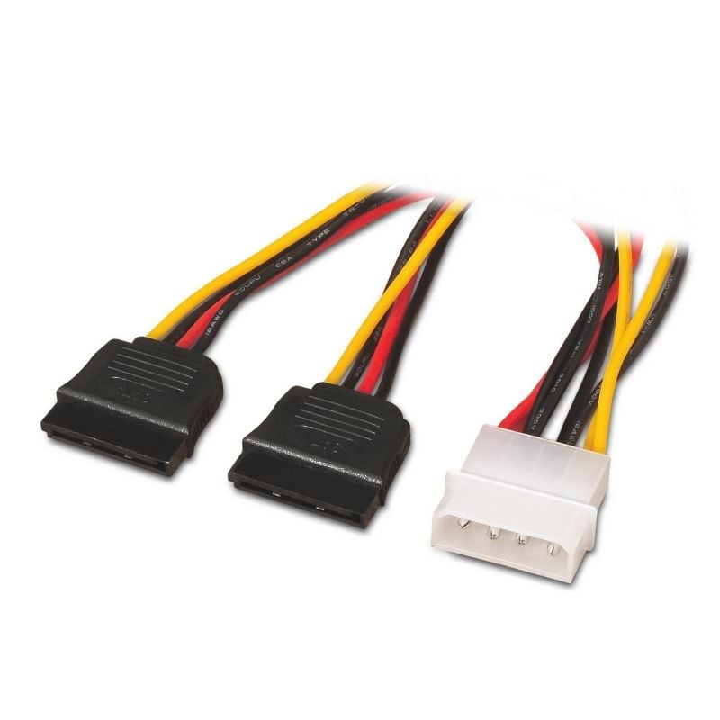Cabo Duplicador de Potência A131-0161 da Aisens / Molex 4 PIN Macho - 2x SATA Fêmea / Até 54W / 20cm