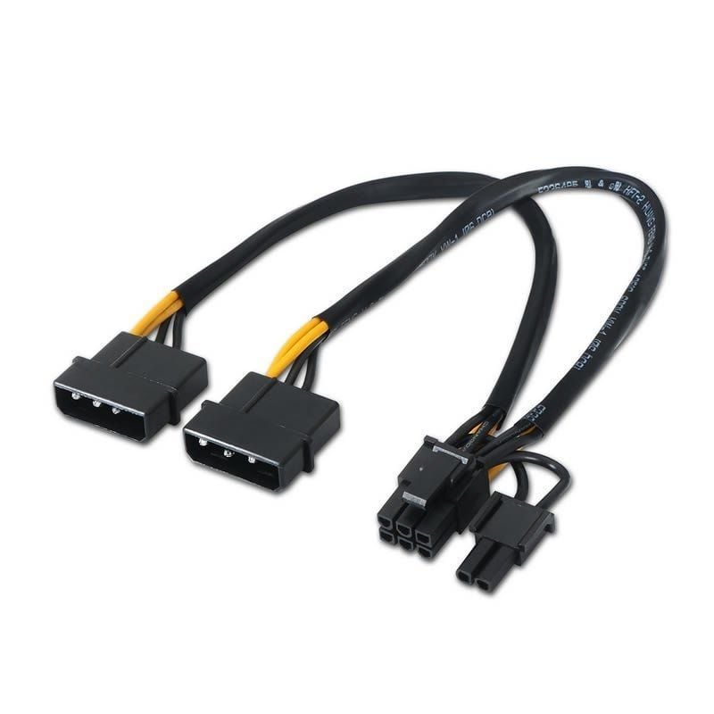 Cabo de Alimentação da Placa Gráfica Aisens A131-0165 / 2x Molex Macho - Molex 6+2 PIN Macho / Até…