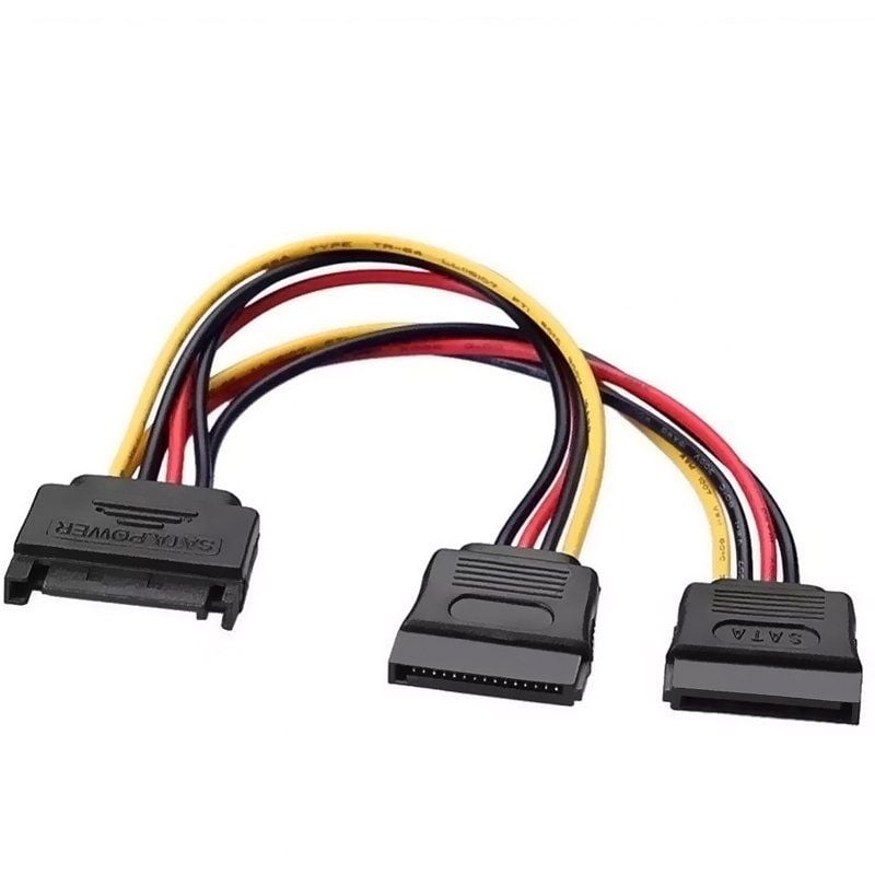Cabo de Alimentação Aisens A131-0353 / Macho SATA - 2x Fêmea SATA / Até 54W / 20cm / Preto