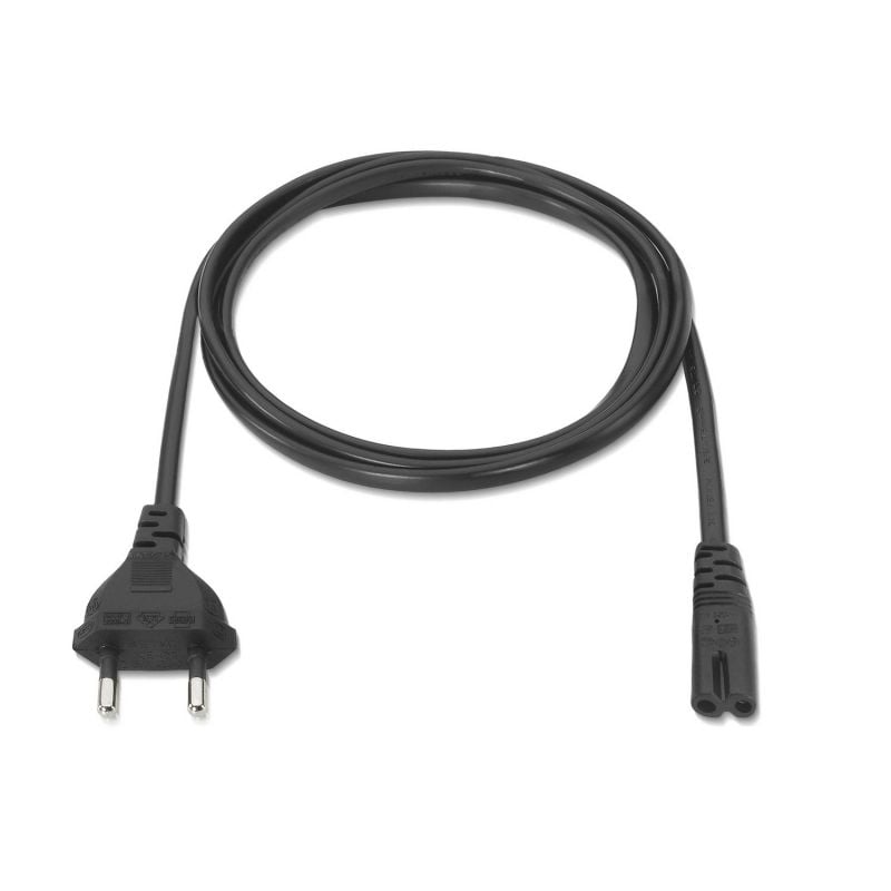 Cabo de Alimentação Form 8 Aisens A132-0173 / CEE7 / 16 Macho - C7 Fêmea / Até 1500W / 1,5m / Preto