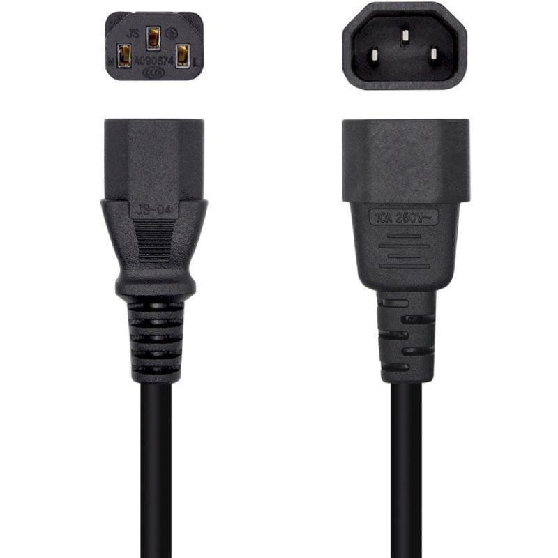 Cabo de Alimentação Aisens A132-0466 / C13 Fêmea - C14 Macho / Até 1500W / 3m / Preto