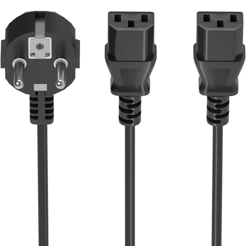 Cabo de Alimentação da CPU Aisens A132-0865 / CEE7 Macho - 2x C13 Fêmea / 3m / Preto