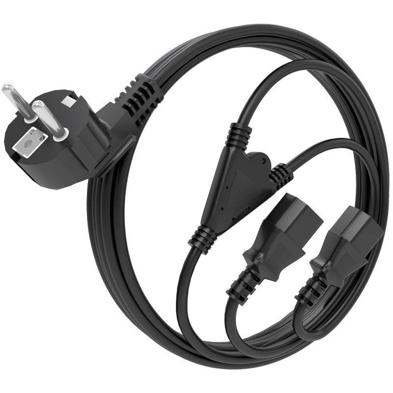 Cabo de Alimentação da CPU Aisens A132-0865 / CEE7 Macho - 2x C13 Fêmea / 3m / Preto