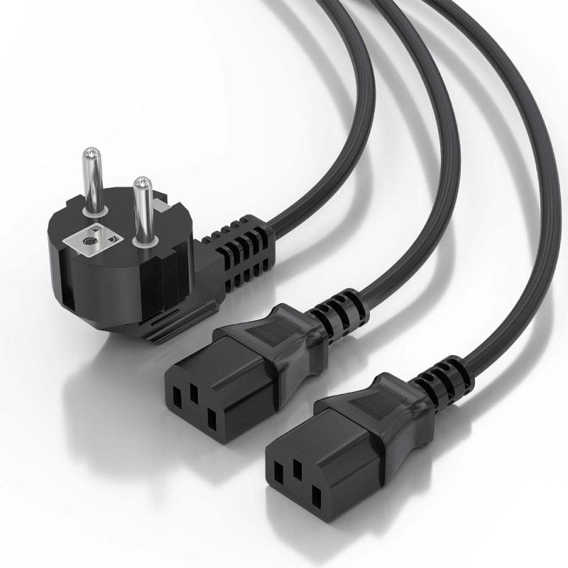Cabo de Alimentação da CPU Aisens A132-0865 / CEE7 Macho - 2x C13 Fêmea / 3m / Preto