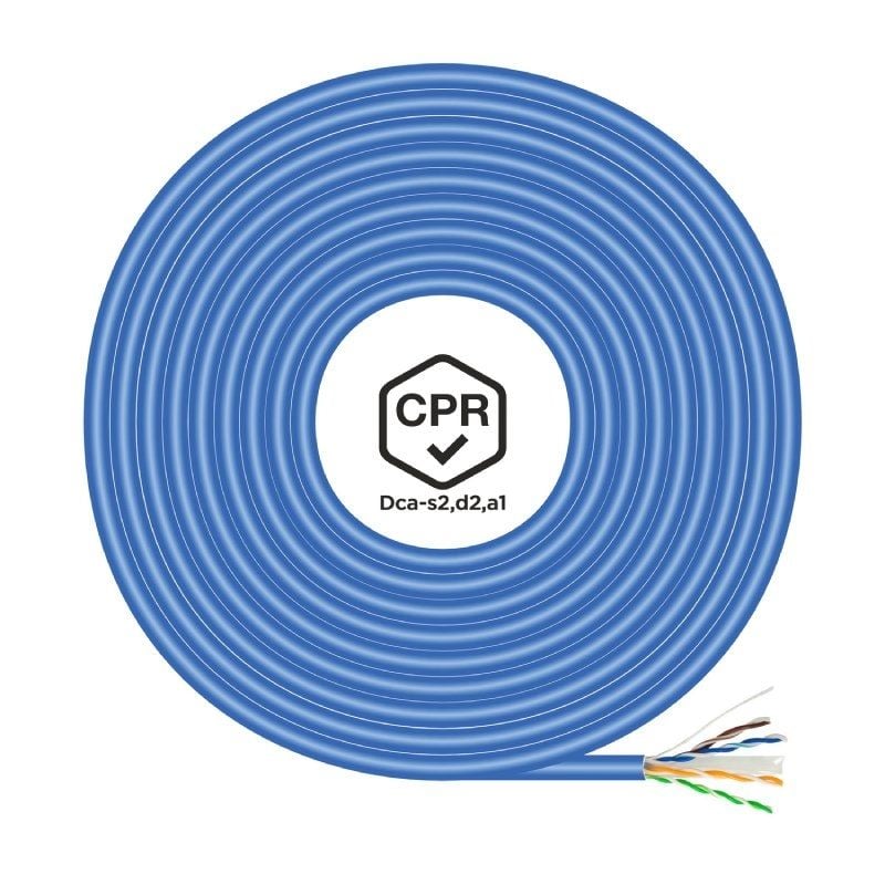 Bobina de Cabo RJ45 UTP AWG24 LSZH CPR CPR Dca Aisens A135-0662 Cat.6 / 100m / Azul