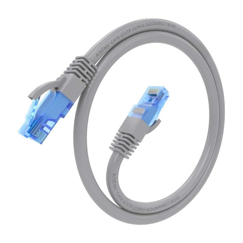 Cabo de Rede RJ45 AWG26 CCA UTP Cabo de Rede Aisens A135-0780 Cat.6 / 5m / Cinzento