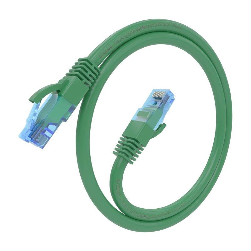 Cabo de Rede RJ45 AWG26 CCA UTP Cabo de Rede Aisens A135-0809 Cat.6 / 1m / Verde