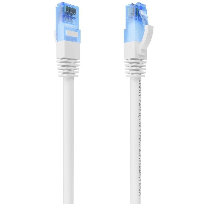 Cabo de Rede RJ45 AWG26 CCA UTP Cabo de Rede Aisens A135-0818 Cat.6 / 75cm / Branco