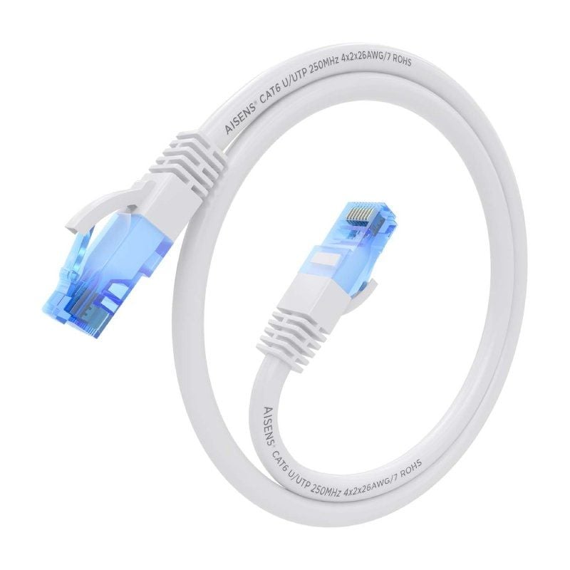 Cabo de Rede RJ45 AWG26 UTP Aisens A135-0824 Cat.6 / 5m / Branco