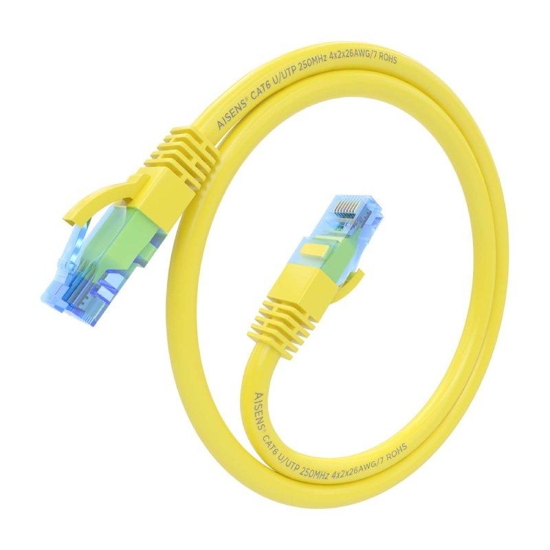 Cabo de Rede RJ45 AWG26 CCA UTP Cabo de Rede Aisens A135-0832 Cat.6 / 75cm / Amarelo