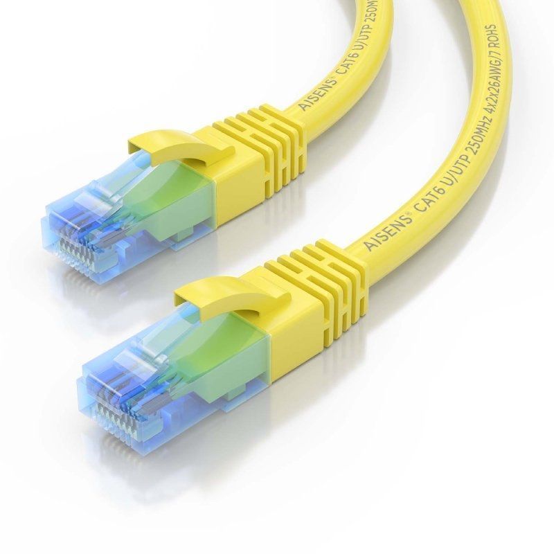 Cabo de Rede RJ45 AWG26 CCA UTP Cabo de Rede Aisens A135-0832 Cat.6 / 75cm / Amarelo