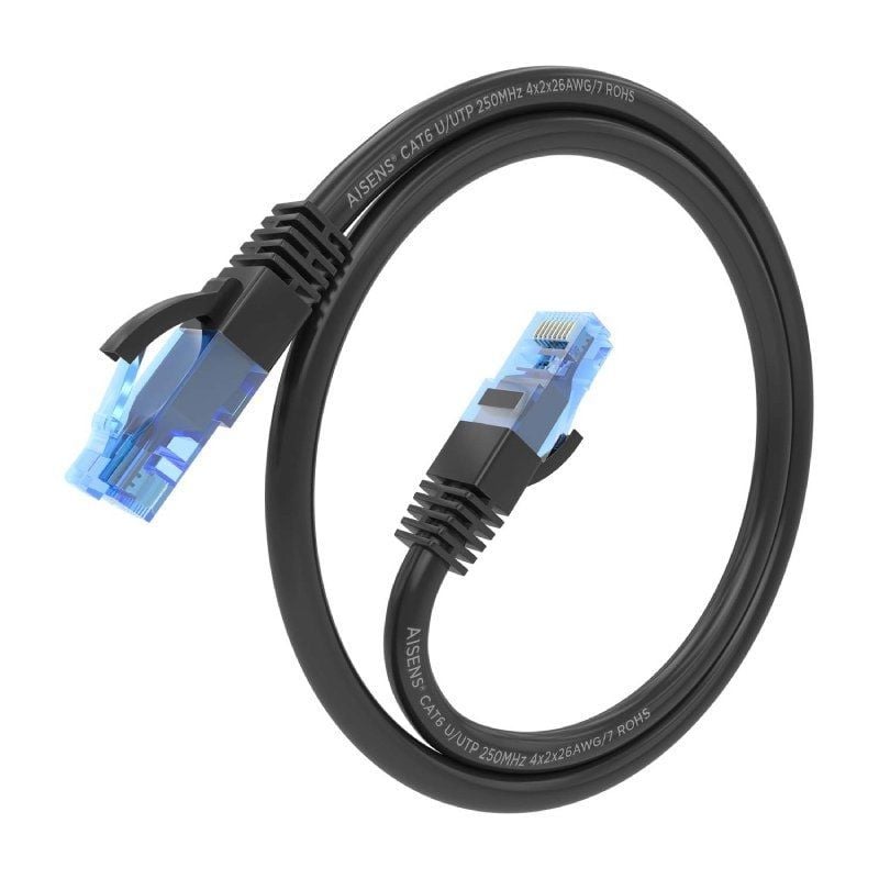 Cabo de Rede RJ45 AWG26 CCA UTP Cabo de Rede Aisens A135-0851 Cat.6 / 15m / Preto