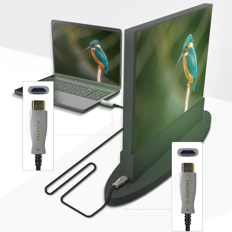 Cabo HDMI 2.0 AOC 4K Aisens A148-0700 / Macho HDMI - Macho HDMI / 150m / Preto