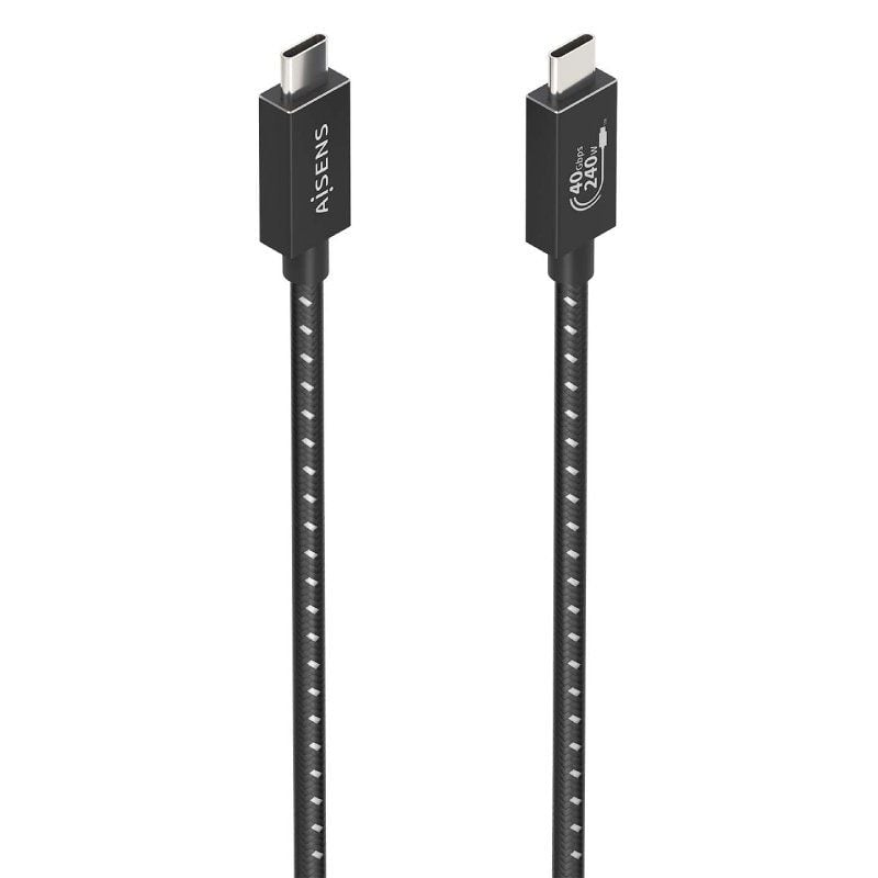 Cabo USB 4.0 Tipo C Aisens A156-0867 / Macho USB Tipo C - Macho USB Tipo C / Até 240W / 1m / Cinzen…
