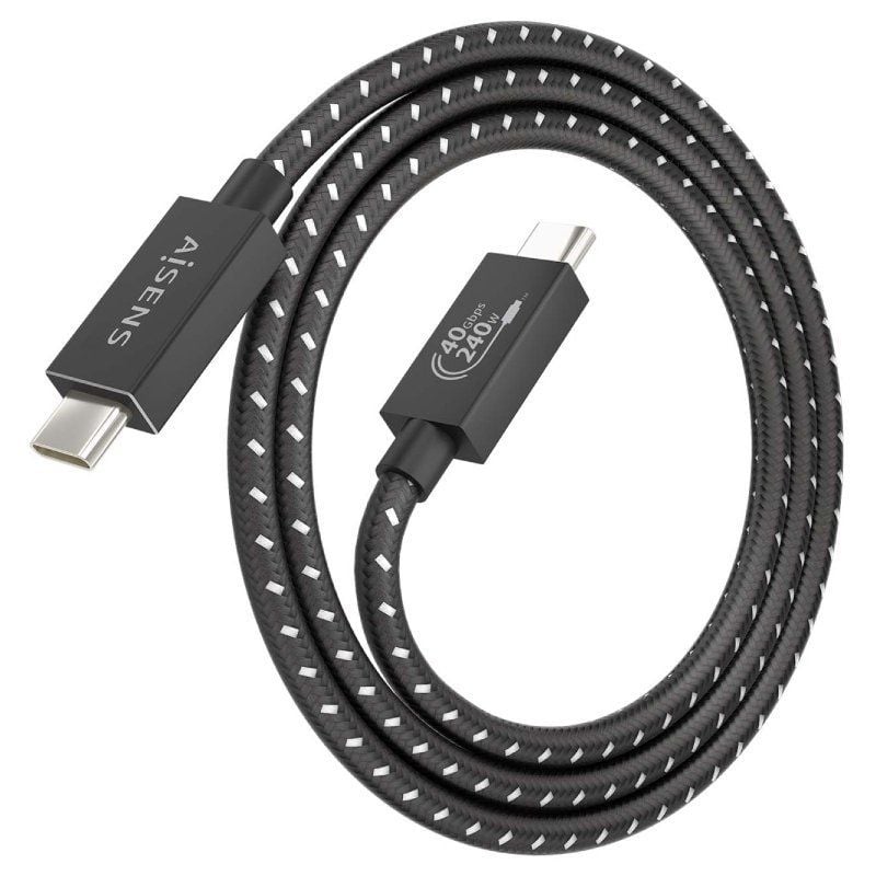 Cabo USB 4.0 Tipo C Aisens A156-0867 / Macho USB Tipo C - Macho USB Tipo C / Até 240W / 1m / Cinzen…