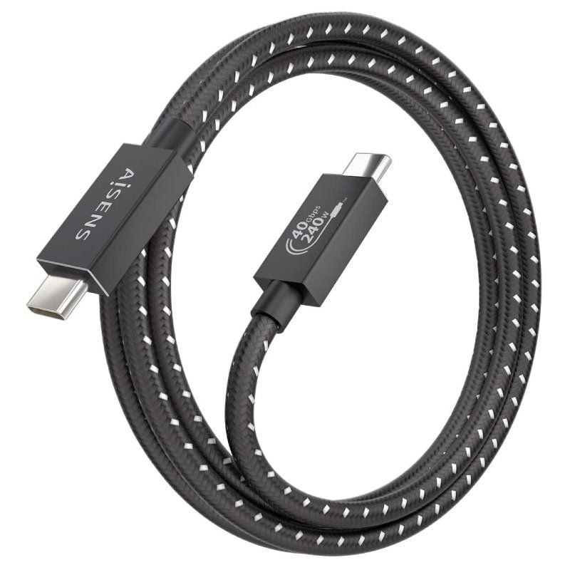 Cabo USB 4.0 Tipo C Aisens A156-0868 / USB Tipo C Macho - USB Tipo C Macho / Até 240W / 40gbps / 1,…