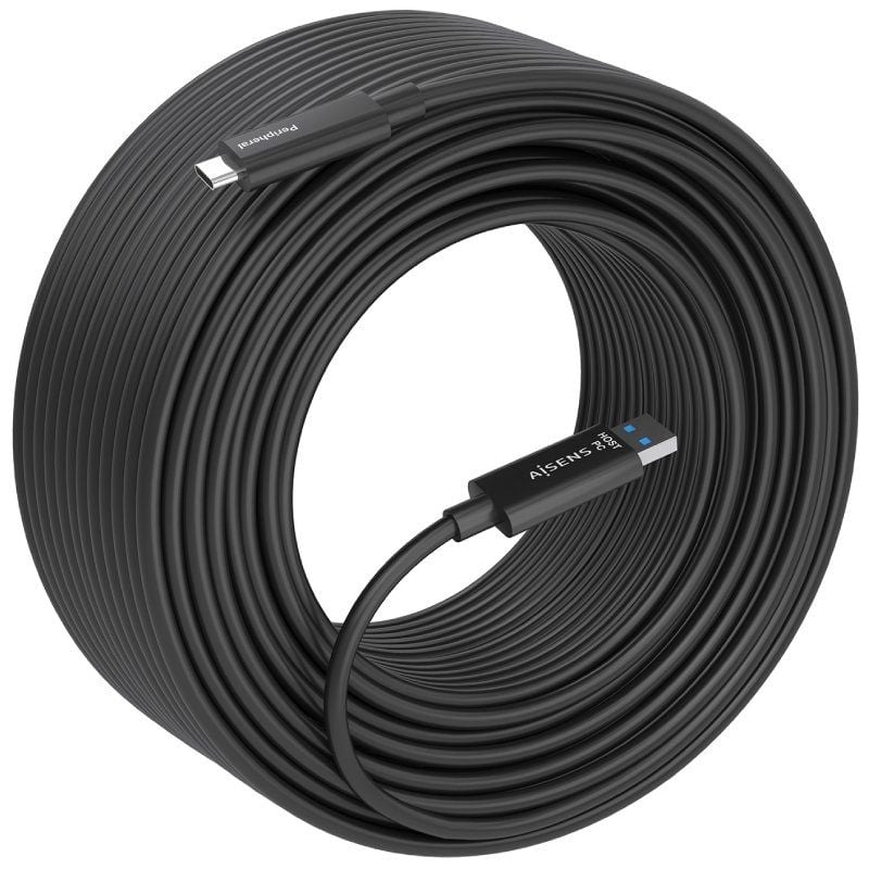 Cabo USB 3.2 Tipo C AOC Aisens A157-0927 / USB Tipo C Macho - USB Macho / 10gbps / 40m / Preto