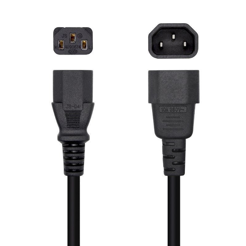 Cabo de Alimentação Aisens A132-0532 / IEC C13 Fêmea - IEC C14 Macho / 10m / Preto