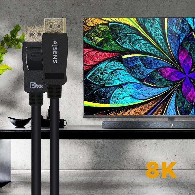 Displayport 1.4 8K Aisens A149-0432 / Displayport Macho - Displayport Macho / 2m / Certificado / Pr…