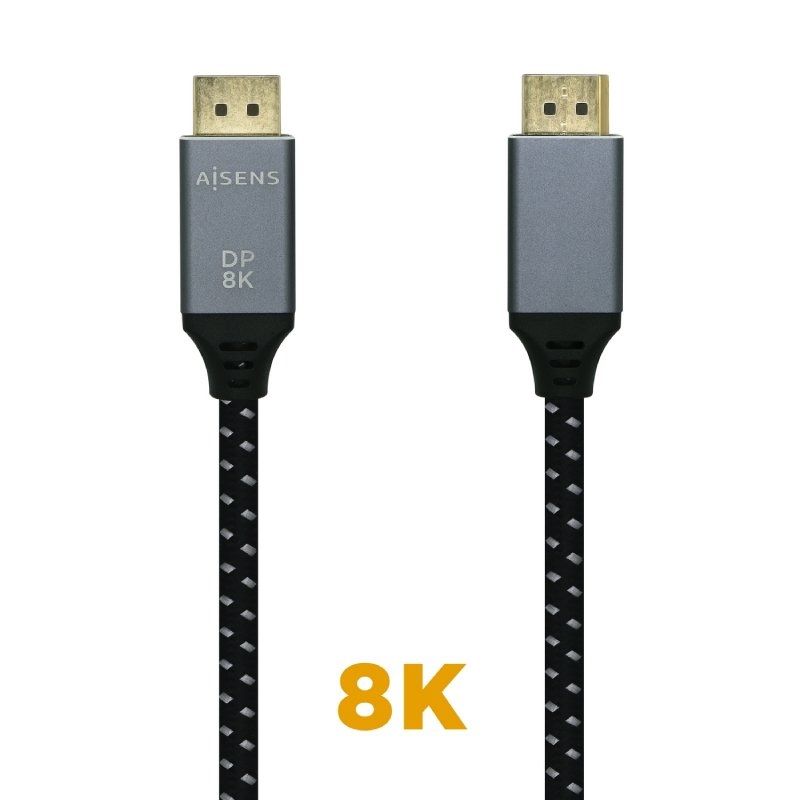 Displayport 1.4 8K Aisens A149-0437 / Displayport Macho - Displayport Macho / 2m / Preto Cinzento