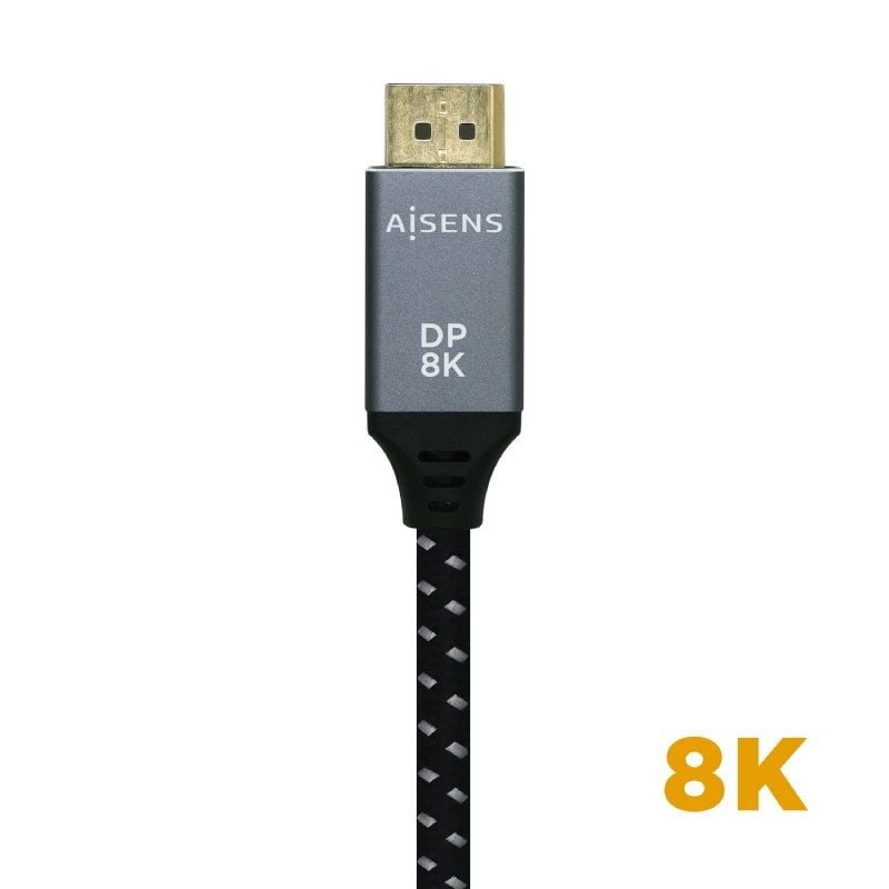 Displayport 1.4 8K Aisens A149-0437 / Displayport Macho - Displayport Macho / 2m / Preto Cinzento