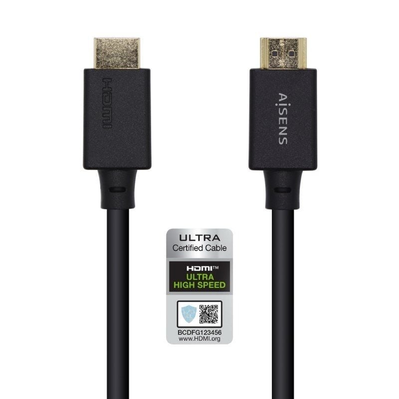 Aisens A150-0420 Cabo HDMI 2.1 8K HDMI / Macho HDMI - Macho HDMI / 50cm / Certificado / Preto