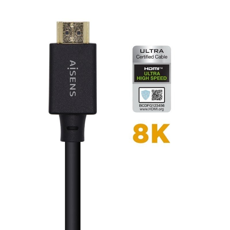 Aisens A150-0423 Cabo HDMI 2.1 8K HDMI / Macho HDMI - Macho HDMI / 2m / Certificado / Preto