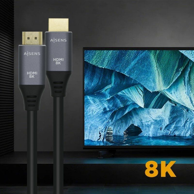 Aisens A150-0426 Cabo HDMI 2.1 8K HDMI / Macho HDMI - Macho HDMI / 1m / Cinzento Preto