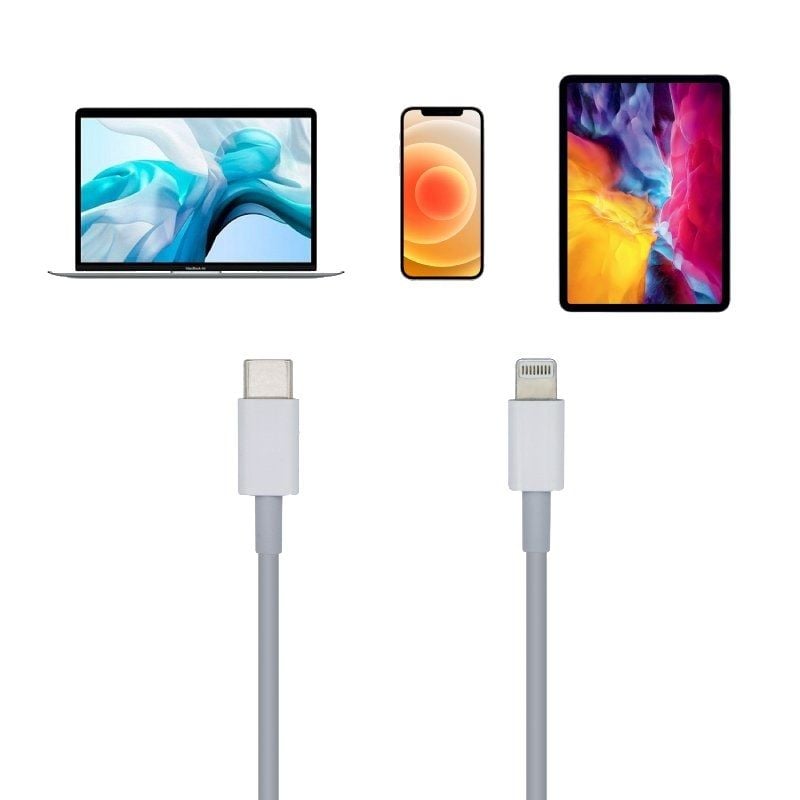 Cabo USB 2.0 Tipo C Lightning Aisens A102-0442 / Macho Lightning - Macho USB Tipo C / 1m / Branco