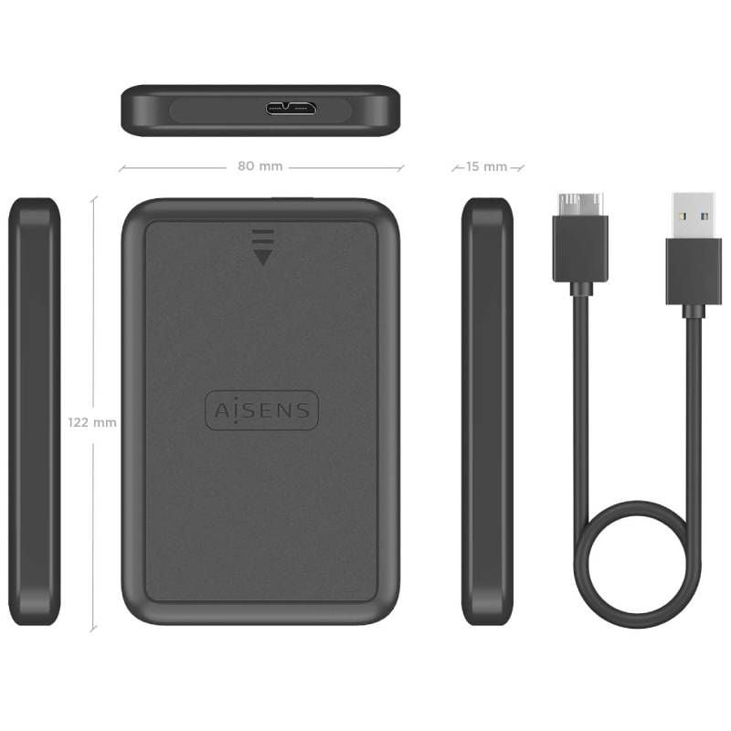 Aisens Ase-2519b / USB 3.1 / Caixa para Unidade de Disco Rígido Externa de 2,5" sem Parafusos