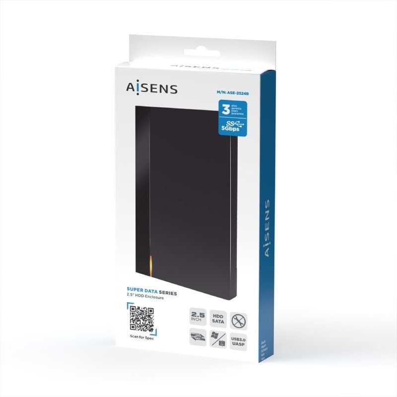 Aisens Ase-2524b / USB 3.1 / Caixa para Unidade de Disco Rígido Externa de 2,5" sem Parafusos