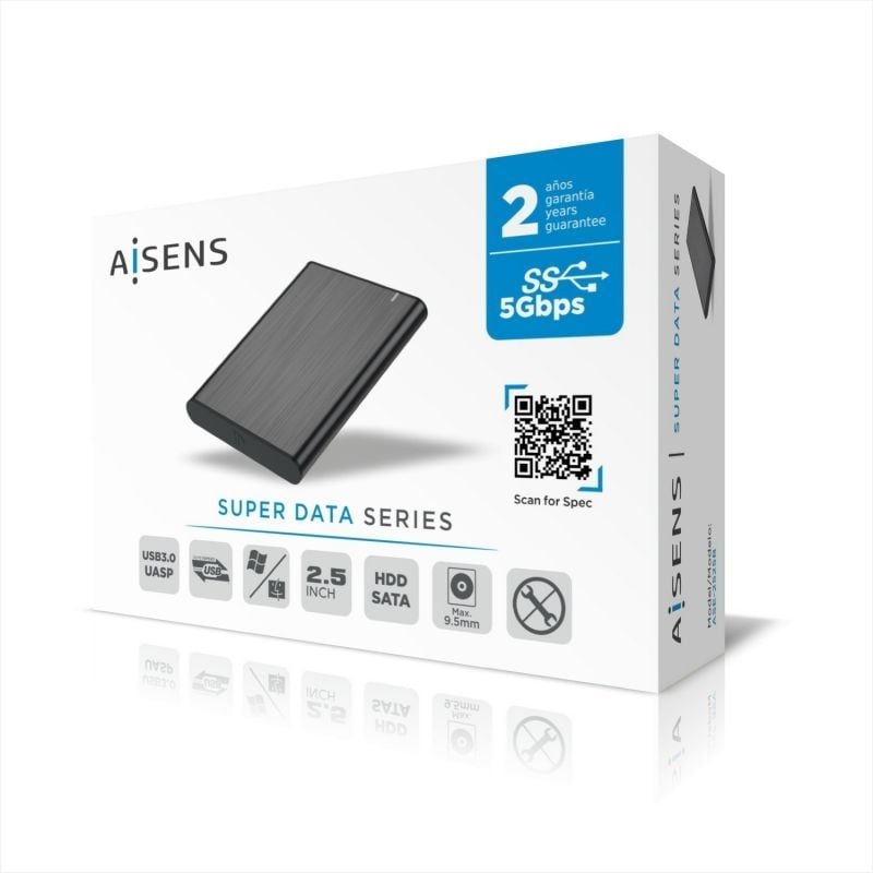 Aisens Ase-2525b / USB 3.1 / Caixa para Unidade de Disco Rígido Externa de 2,5" sem Parafusos