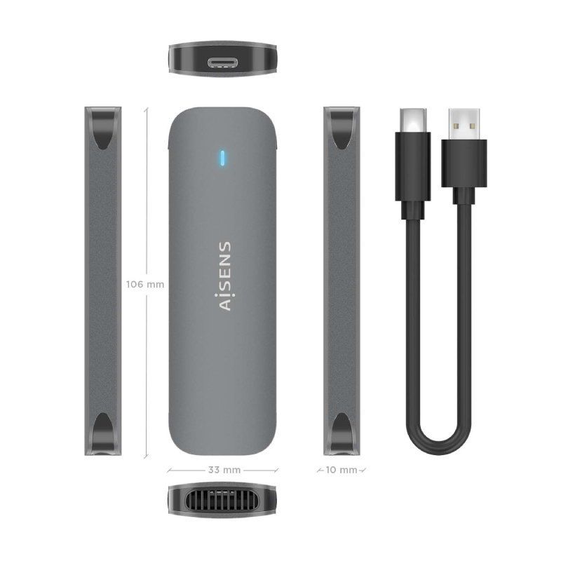 Aisens Asm2-006gry Caixa Externa para SSD M.2 SATA Asm2-006gry / USB 3.1 / sem Parafusos