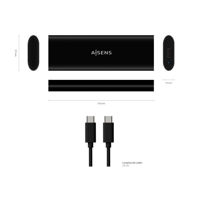 Aisens Asm2-014b M.2 SATA / NVME Caixa Externa para SSD Asm2-014b / USB 3.2 / sem Parafusos