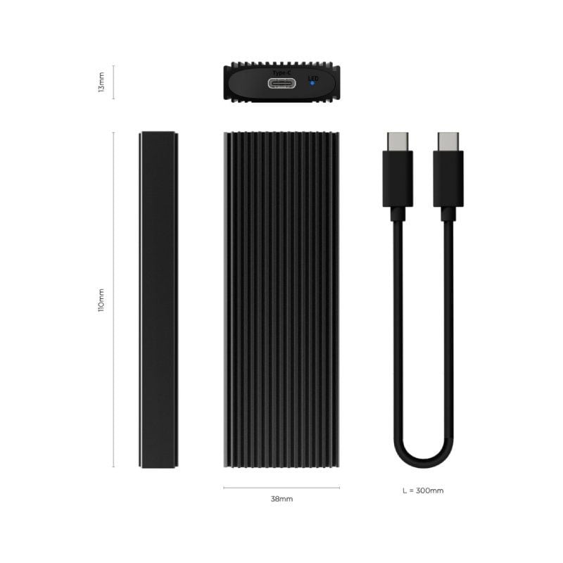 Aisens Asm2-022b Caixa Externa para SSD M.2 NVME Asm2-022b / USB 3.2 / sem Parafusos