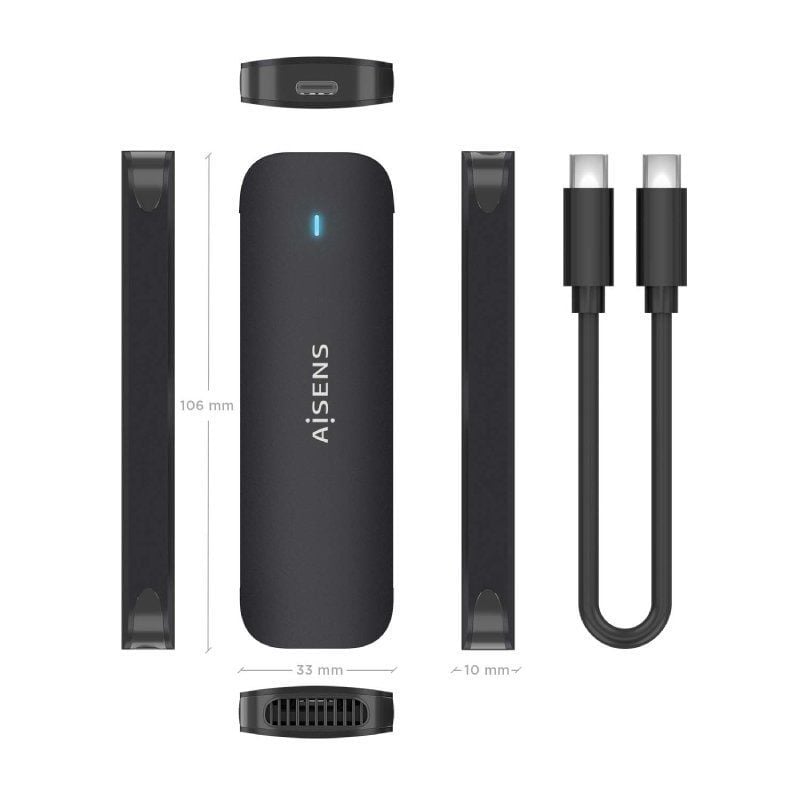 Aisens Asm2-024b Caixa Externa para SSD M.2 NVME Asm2-024b / USB 3.2 / sem Parafusos