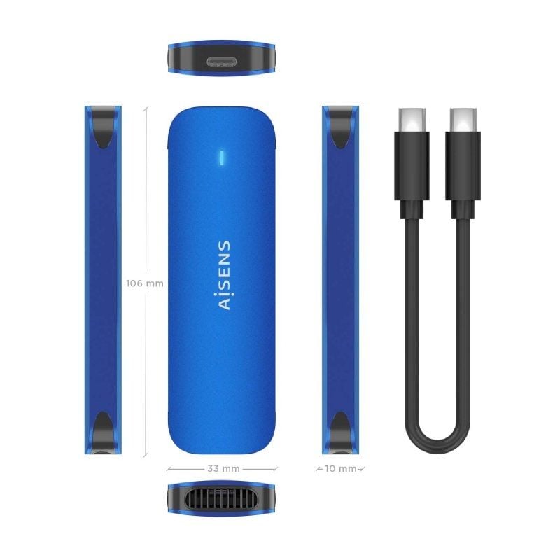 Aisens Asm2-026blu M.2 NVME Caixa Externa para SSD / USB 3.2 / sem Parafusos