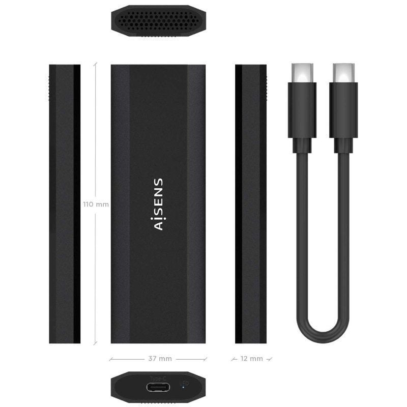 Aisens Asm2-028b Caixa Externa para SSD M.2 NVME Asm2-028b / USB 3.2 / sem Parafusos