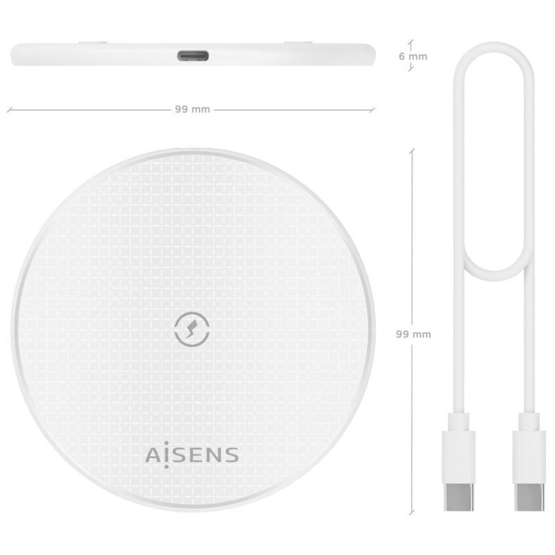 Base de Carregamento sem Fios Aisens Asch-15w1wc057-w / 15W / Branco